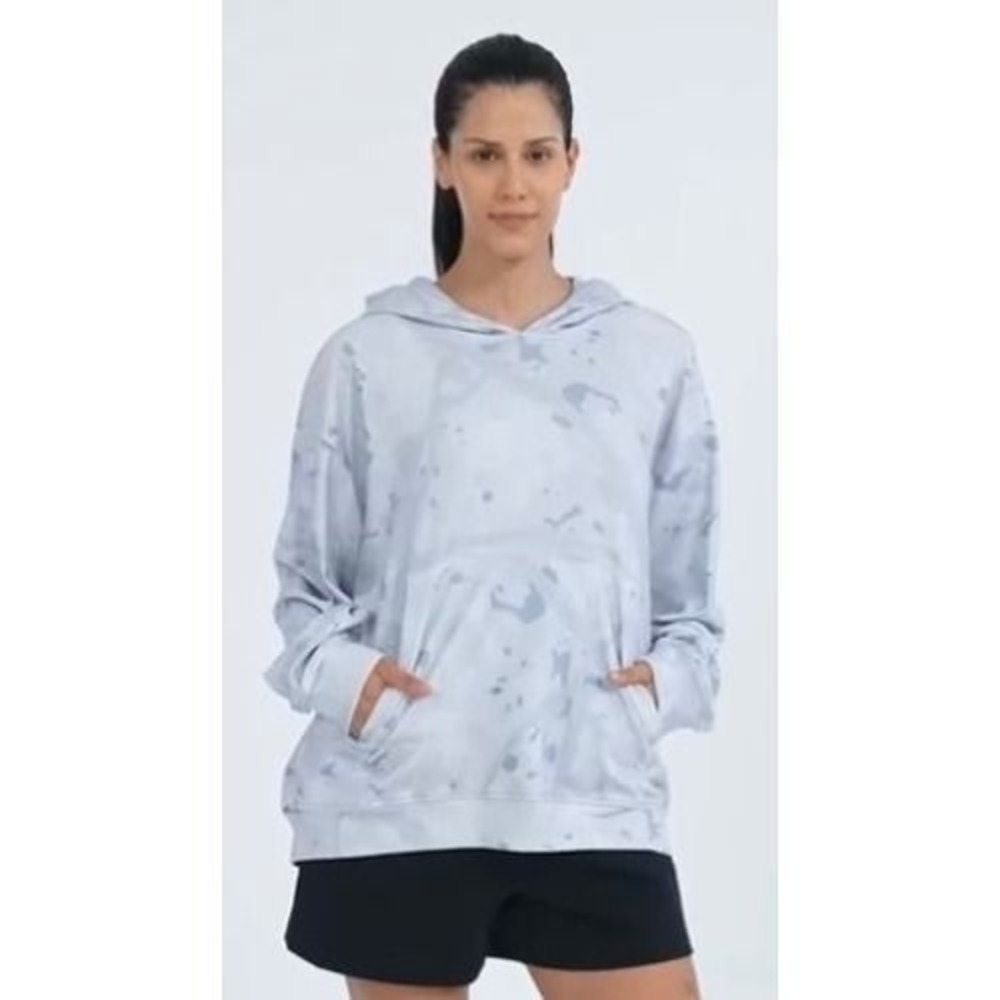 Loogu Camo Hoodie Womens XXL Light Blue White Abstract Camouflage Sweatshirt